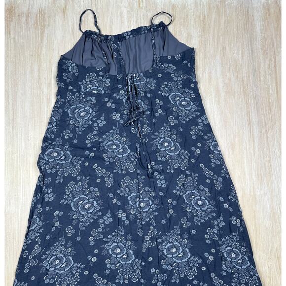 Madewell Indigo Blue Tie Back Button Front Archival Floral Print Midi Dress 8 - Picture 8 of 16